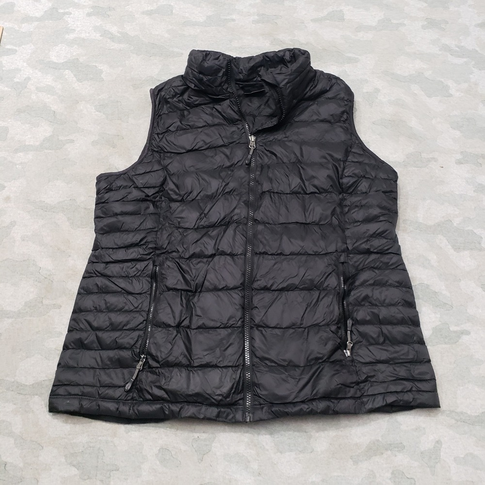 32 Degrees Down Puffer Vest Womens Medium Black Quilted Full Zip